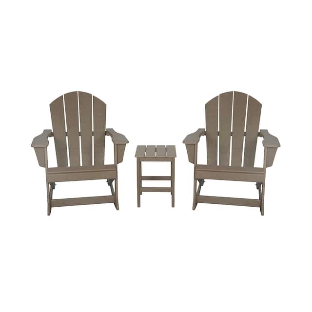 Laguna 3-Piece Adirondack Rocking Chairs and Side Table Set - Weathered Wood
