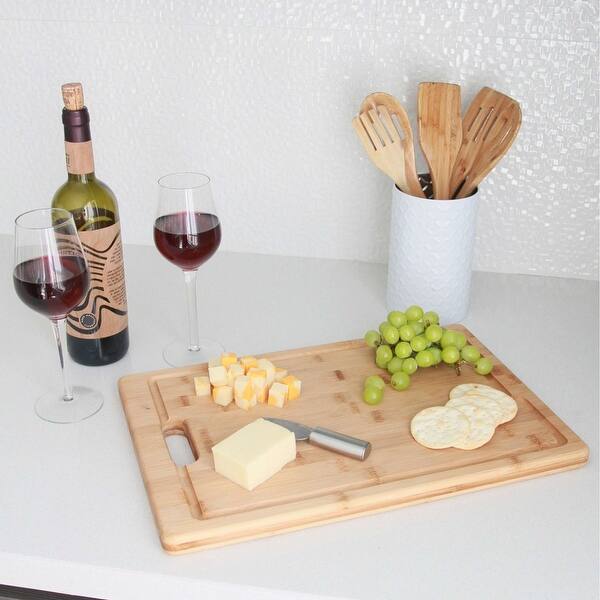 slide 2 of 9, STYLISH 17 inches Large and Thick Bamboo Cutting Board with Juice Groove - 16.75" x 11"