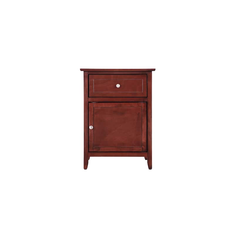 Cherry Nightstand 25x19x15 Compact Transitional Bedside Table with Three Storage Drawers and Clean Modern White Finish