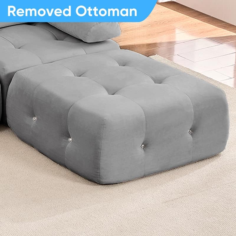 Mixoy Modular 134inch Modular Sectional Sofa with 2 Ottoman,Velvet U-Shaped Couch for Living Room - 133.9"w x 66.9"D x 24.8"H