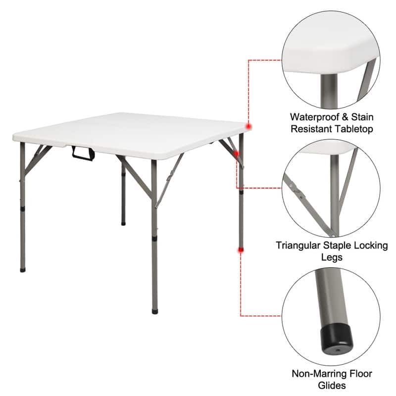 Outdoor 34 in.D x 29 in.H Portable Plastic Camping Table,White