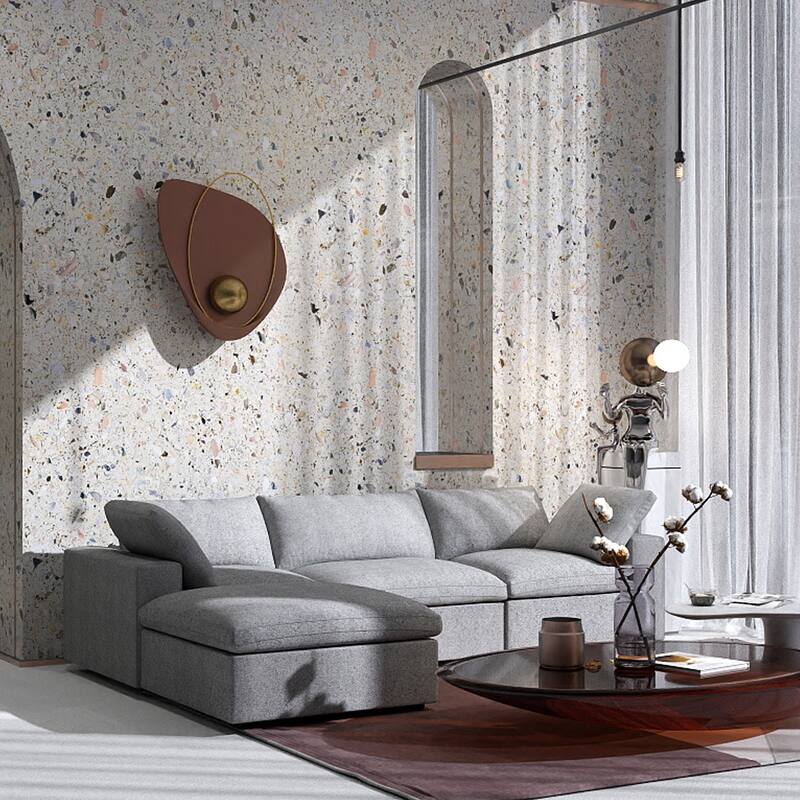Minimalist Modern Upholstered Sofa Down Filled Sectional Modular Couch Cloud Sofa.