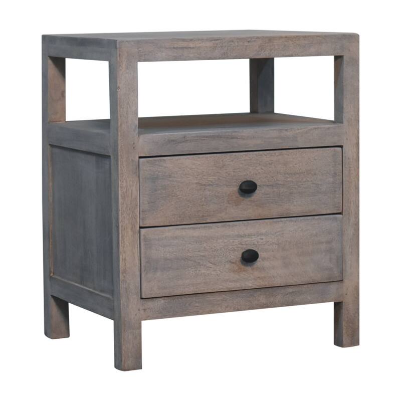 Acid Wash 2-Drawer Open Bedside