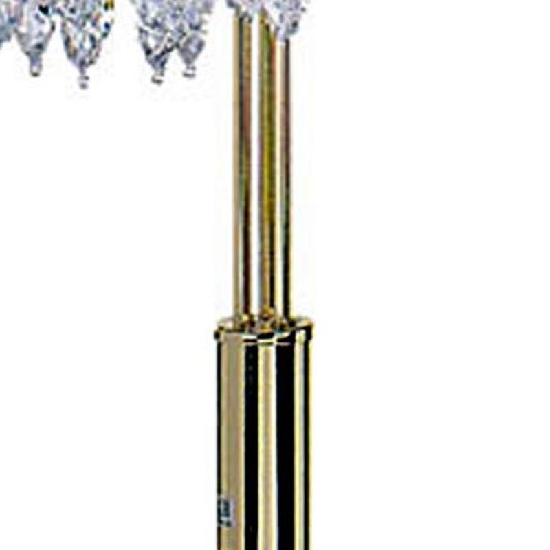 HomeRoots 63" Gold Three Lights Candelabra Floor Lamp With Clear Faux Crystal Shades