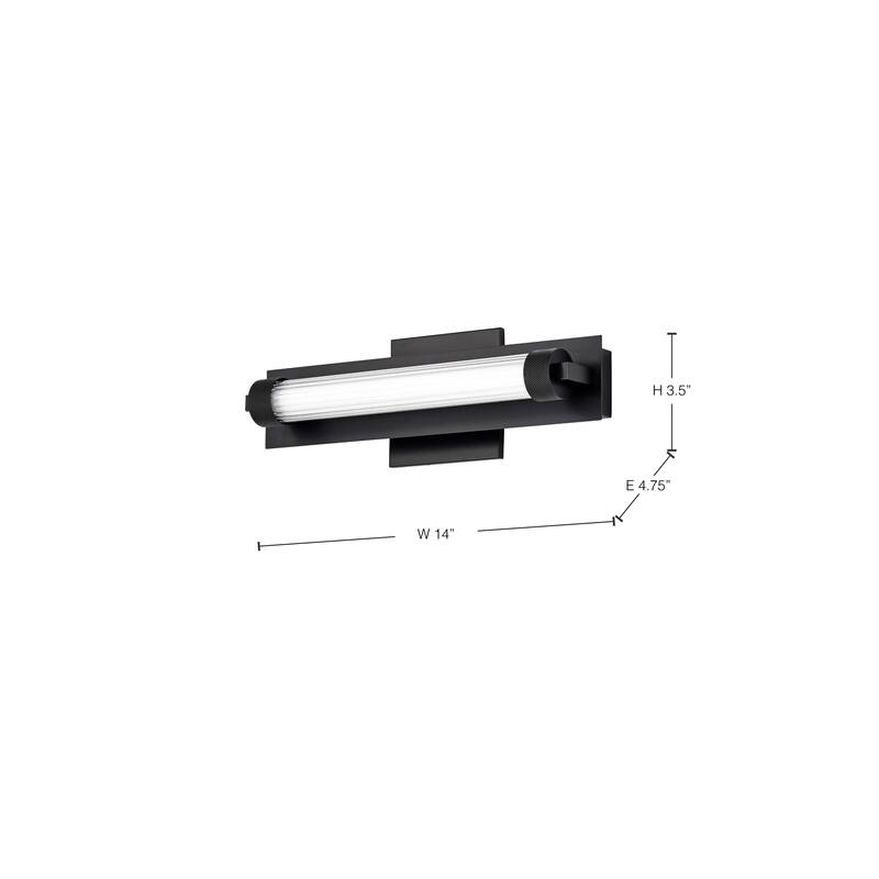 Larissa 14 Inch LED Vanity 3000K CCT Black Finish Opaque Glass