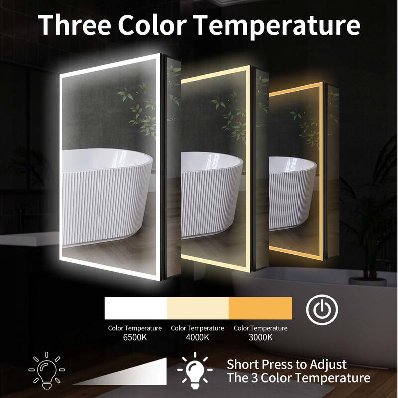 40" x 30" Lighted Medicine Cabinet with Mirror, Recessed Medicine Cabinets for Bathroom - 40" x 30"