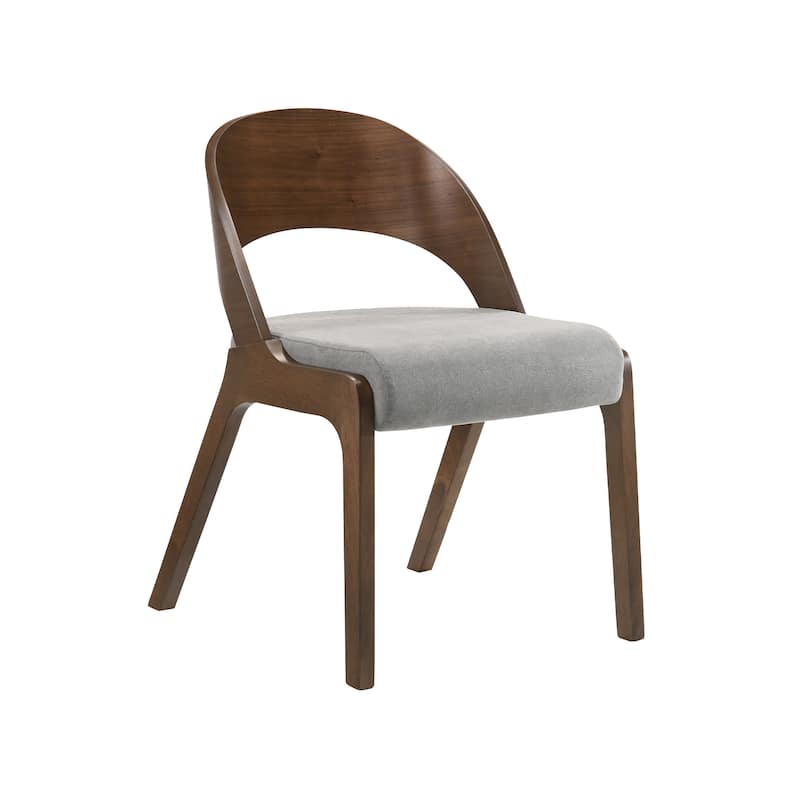 Polly Walnut or Black Wood Mid-Century Modern Kitchen Dining Chairs - Set of 2