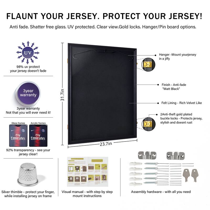 Wall Mounted Baseball Basketball Football Hockey Shirt Display Frame,Brown / Black