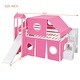 preview thumbnail 24 of 26, Twin/Full House Loft Bed with Slide and Tent, Wood Playhouse Loft Bed Bed Frame with Slide, Tower and Ladders for Boys & Girls