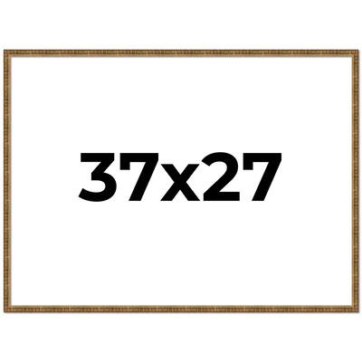 37x27 Frame Black Real Wood Picture Frame Kingsley Gold Distressed Photo Frame with UV Acrylic Foam Board Backing &