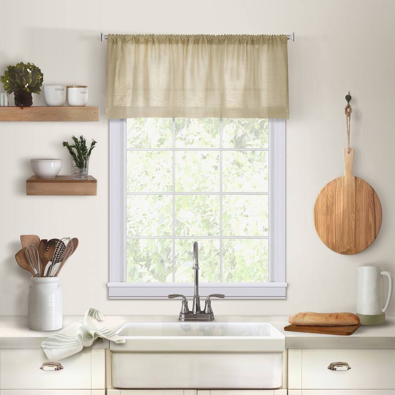 Elrene Cameron Linen Kitchen Curtain Window Valance - 60" w x 15" l - 60" w x 15" l