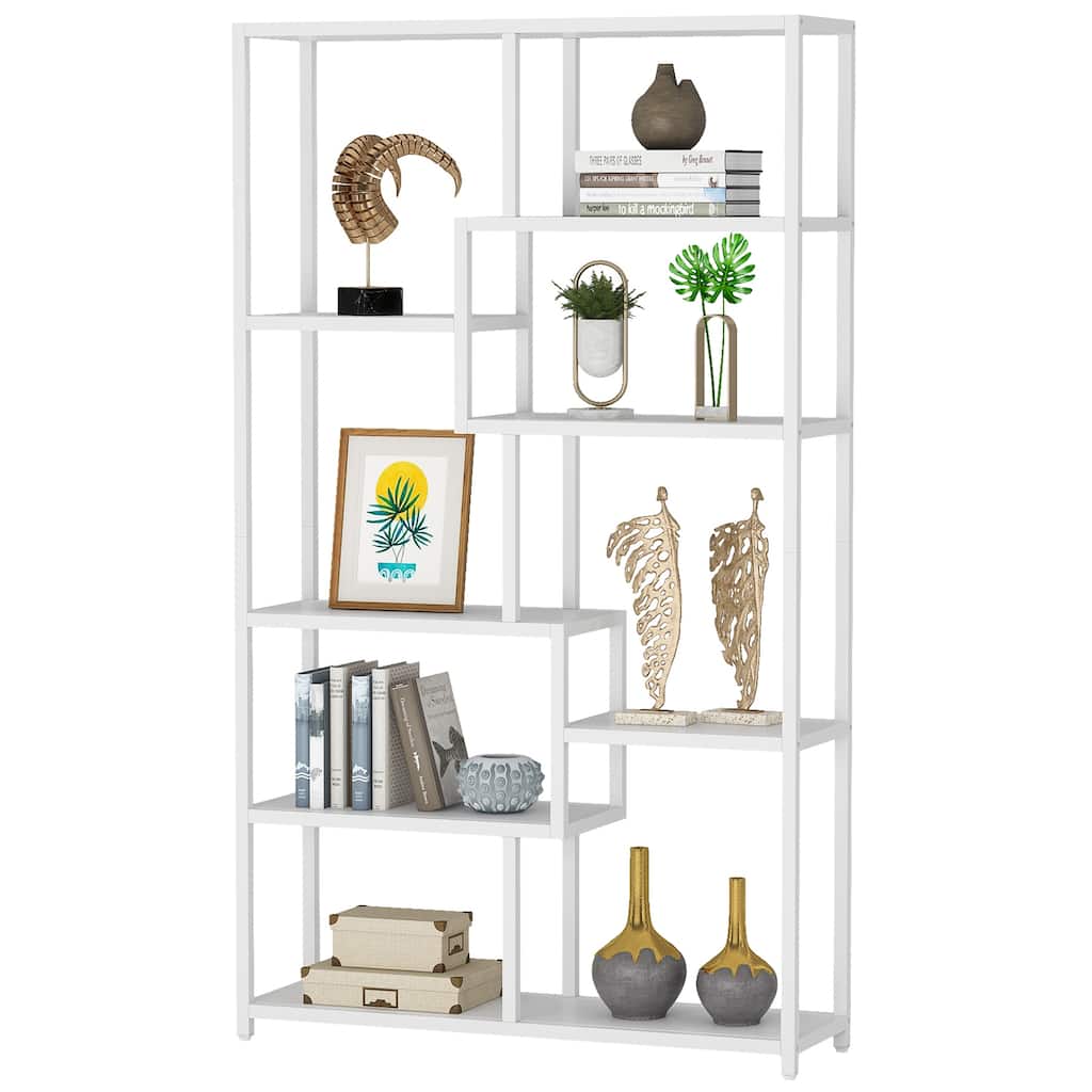 Bookshelf Modern Etagere Bookcase, Freestanding Tall Bookshelves with 8-Open Storage Shelf for Living Room, Bedroom, Home Office