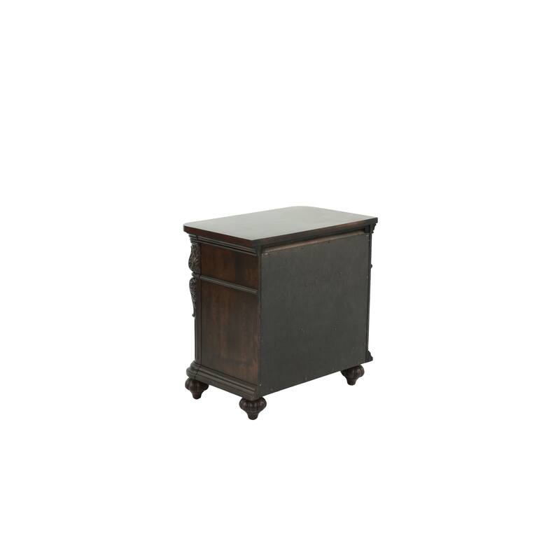 Traditional Antique 1pc Nightstand Bedroom Furniture Veneer 2-Drawers Hanging Pull Bedside Table