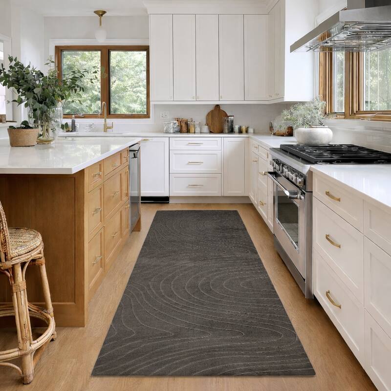 ECARPETGALLERY Somos Modern Machine Washable Area Rug - Charcoal - 1'10 x 6'0