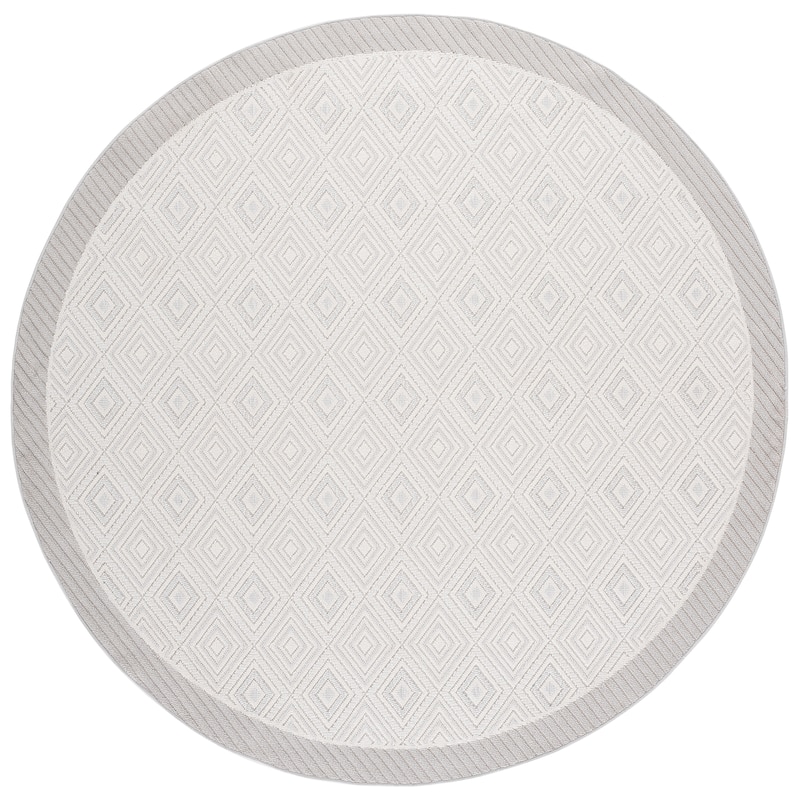 SAFAVIEH Veranda Lyalya Indoor/Outdoor Washable Patio Backyard Rug - Ivory/Grey - 6'7" Round