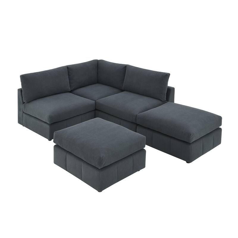 93 "modern sectional sofa, vertical stripes, 5 seat armless sofa