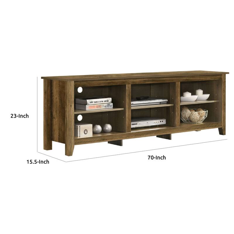 Nitto TV Stand Media Cabinet, Adjustable Shelves, Oak Brown 70 Inch