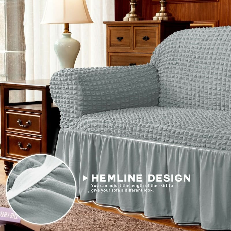 Subrtex 1 Piece Armchair Slipcover Seersucker Skirt Stretch Spandex Furniture Protector