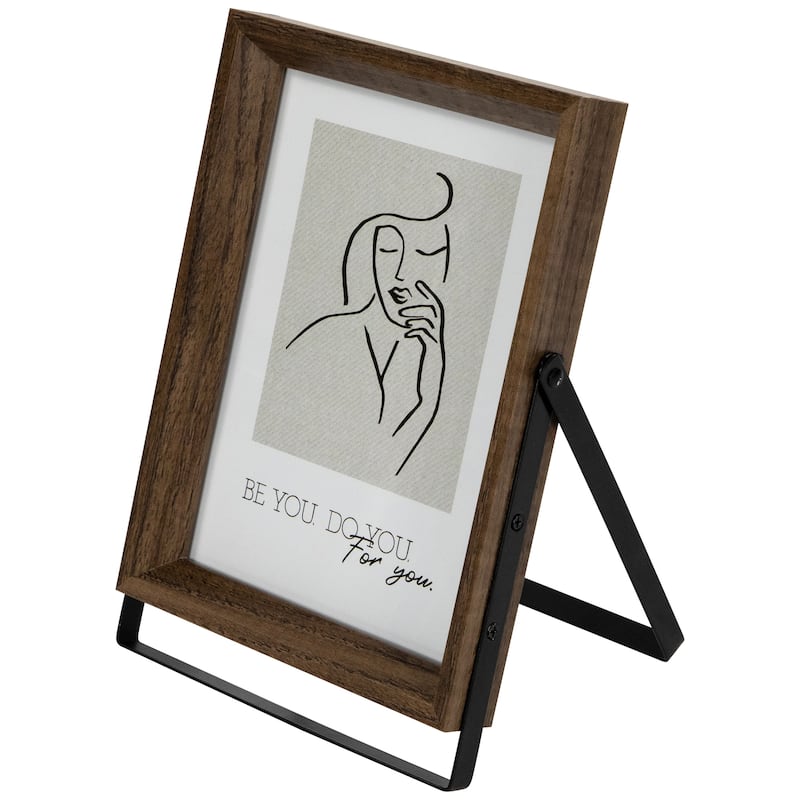 Wooden Photo Frames with Display Stand for 5" x 7" Photo - Dark Brown - Set of 2