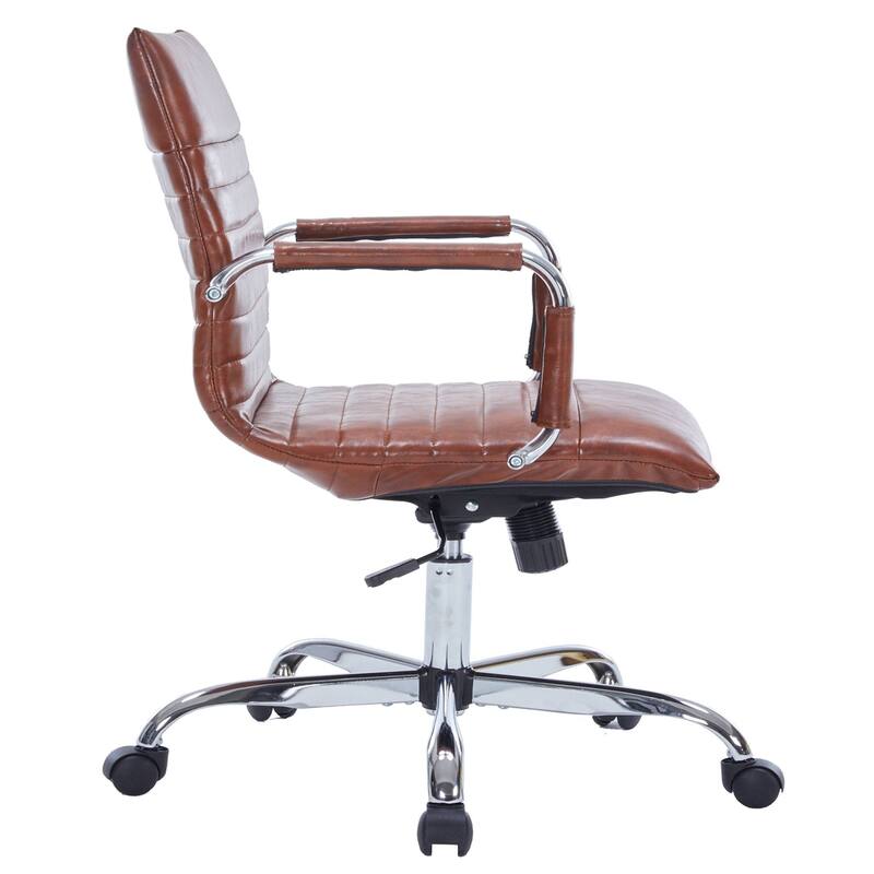 Harris Ergonomic Mid-Back Leather Office Chair with Metal Frame, Adjustable Height, Tilt Lock, and Swivel for Home Office