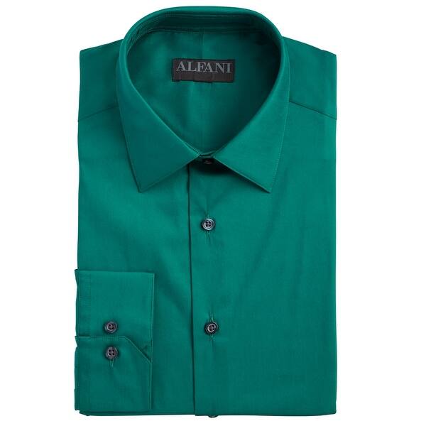 Alfani Mens Dress Shirt Green Size Medium M 15 15 1 12 Slim Fit Stretch
