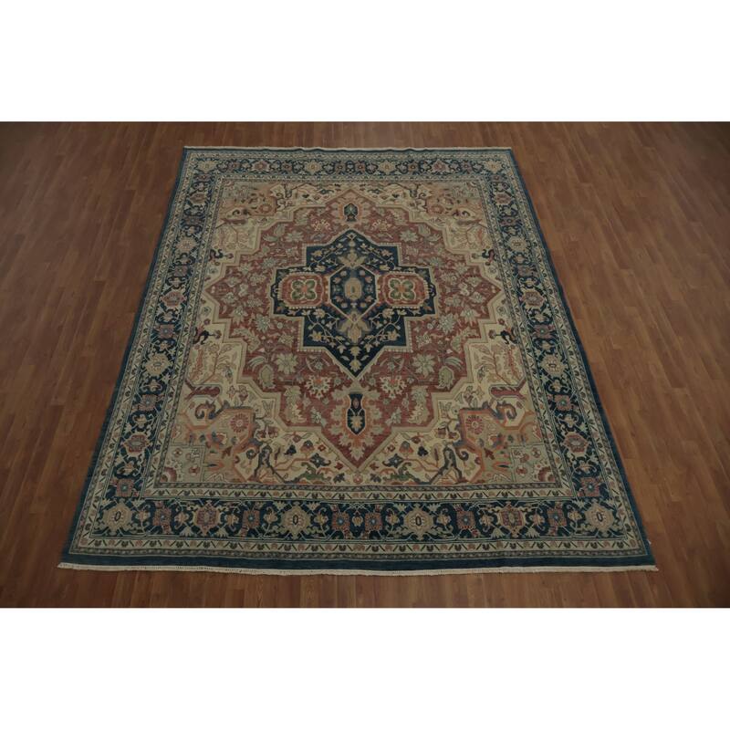 Hand Knotted Oriental 100% Wool Carpet Transitional Floral Pink Oushak Area Rug - 11' 6'' X 8' 11''