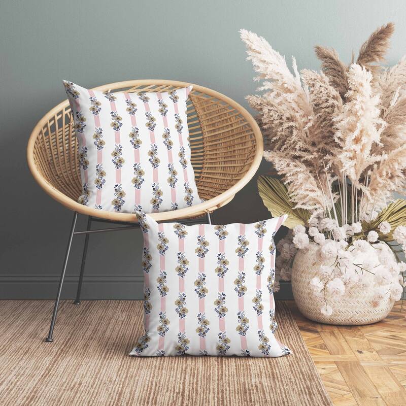 Floral Luminosity Faux Suede Reversible Throw Pillow White and Red