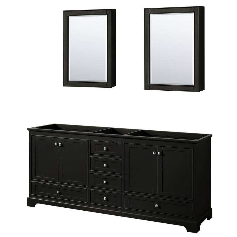 Wyndham Collection Deborah 79" Free Standing Double Wood Vanity - Dark Espresso / Polished Chrome Hardware