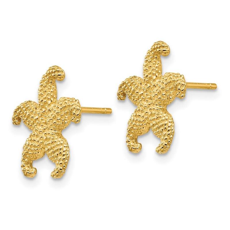 Curata 10k Yellow Gold Nautical Starfish Post Earrings - 13.58x12.82mm