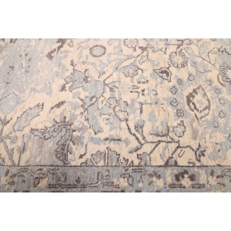 ECARPETGALLERY Hand-knotted Jamshidpour Ivory, Light Blue Wool Rug - 6'1 x 8'9