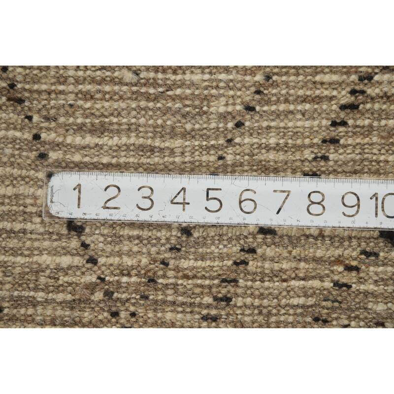 Geometric Moroccan Oriental Rug Handmade Geometric Beige Wool Carpet - 6'9" x 9'7"