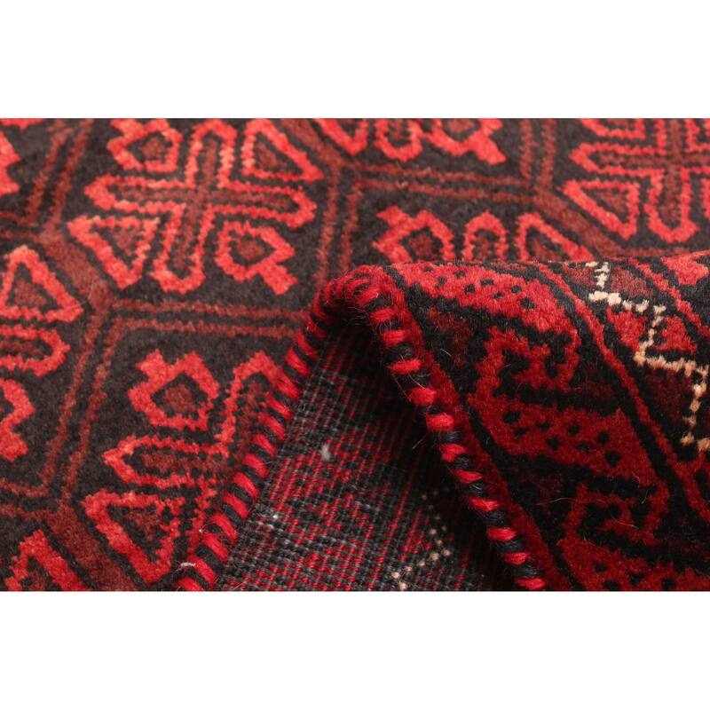 ECARPETGALLERY Hand-knotted Baluch Dark Brown Wool Rug - 2'1 x 6'3