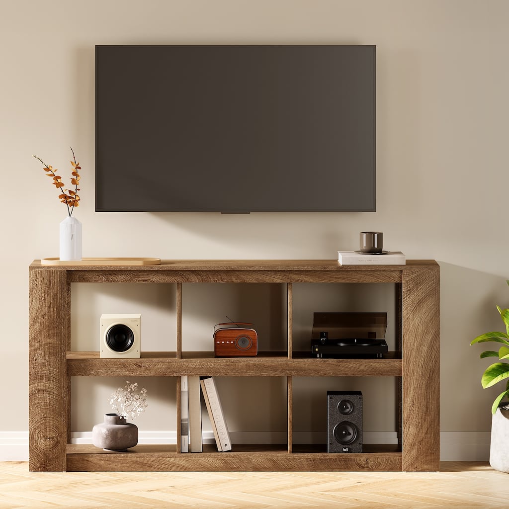 63-Inch Long Console Table with Storage, 3-Tier Farmhouse Narrow Sofa Table - Brown