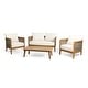 preview thumbnail 54 of 69, Burchett Outdoor Acacia Wood and Wicker 4 Seater Chat Set with Optional Sunbrella Cushions by Christopher Knight Home