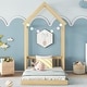 preview thumbnail 39 of 95, House-shaped Roof Headboard Floor Bed without slats Twin - Natural