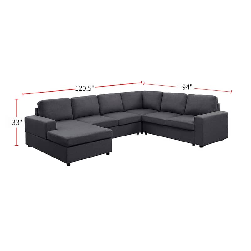 Linen Sectional Sofa with Reversible Chaise