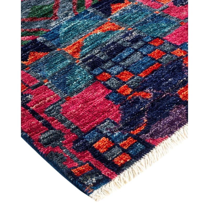 Overton Handknotted Wool Vintage Inspired Contemporary Modern Blue Area Rug - 17' 6" x 9' 10"
