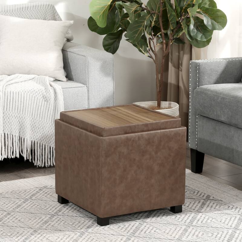 Adeco Storage Ottoman With Tray