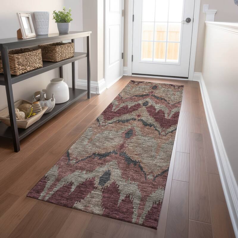 Premium Washable Super Soft Modern Ikat Mayfield Rug - Burgundy - 2' 3" x 7' 6" - Runner