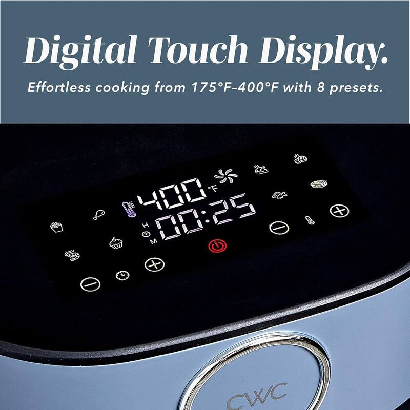 COOK WITH COLOR 1200W Air Fryer: Glass Basket, Dishwasher Safe, 60min Timer, 6 Presets, Temp Control 175F-400F, 4 - 5.5 QT