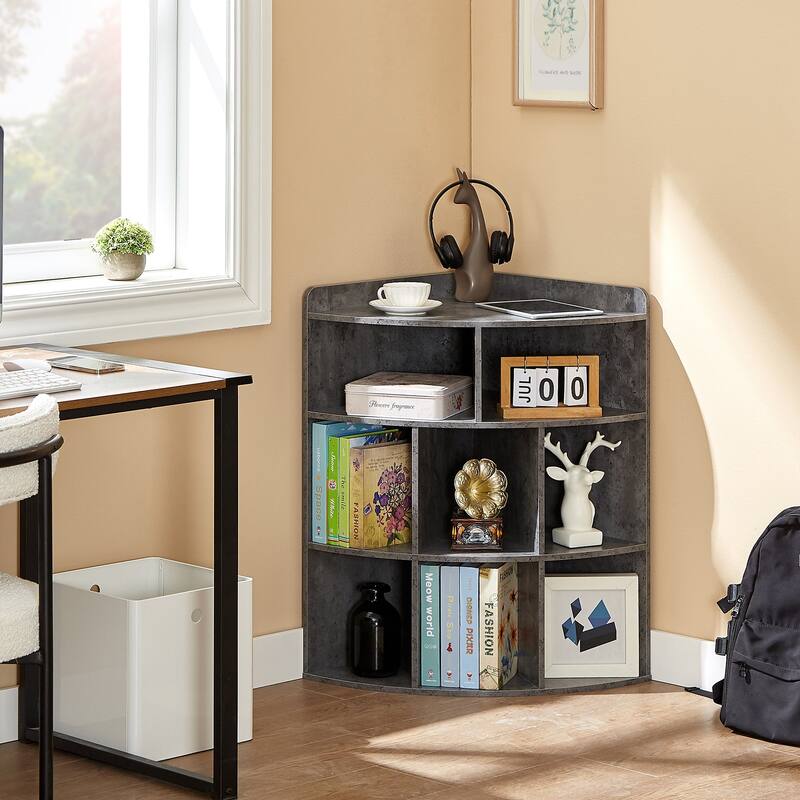 Javlergo 4-Tier Corner Bookcase, 8 Cube Triangle Bookcase Bookshelf Storage Cabinet for Home Office Bedroom Living Room