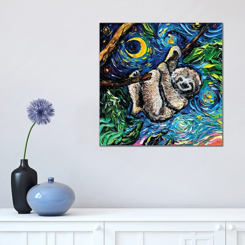 iCanvas "Starry Sloth" by Aja Trier Canvas Print - 18x18x1.5