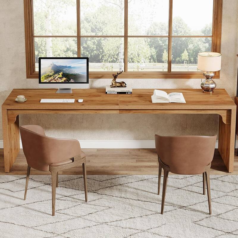 78.7 Inches Long Computer Desk, Wooden Extra Long Desk Double Desk Workstation