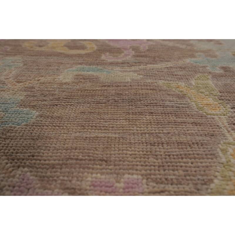 Brown Vegetable Dye Oushak Turkish Area Rug Handmade Wool Carpet - 9'1"x 12'8"