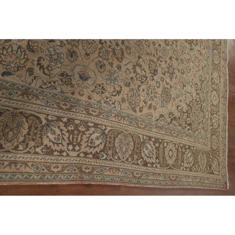 Hand Knotted Oriental 100% Wool Carpet Traditional Floral Oranges & Rust Mashad Area Rug - 12' 4'' X 9' 5''