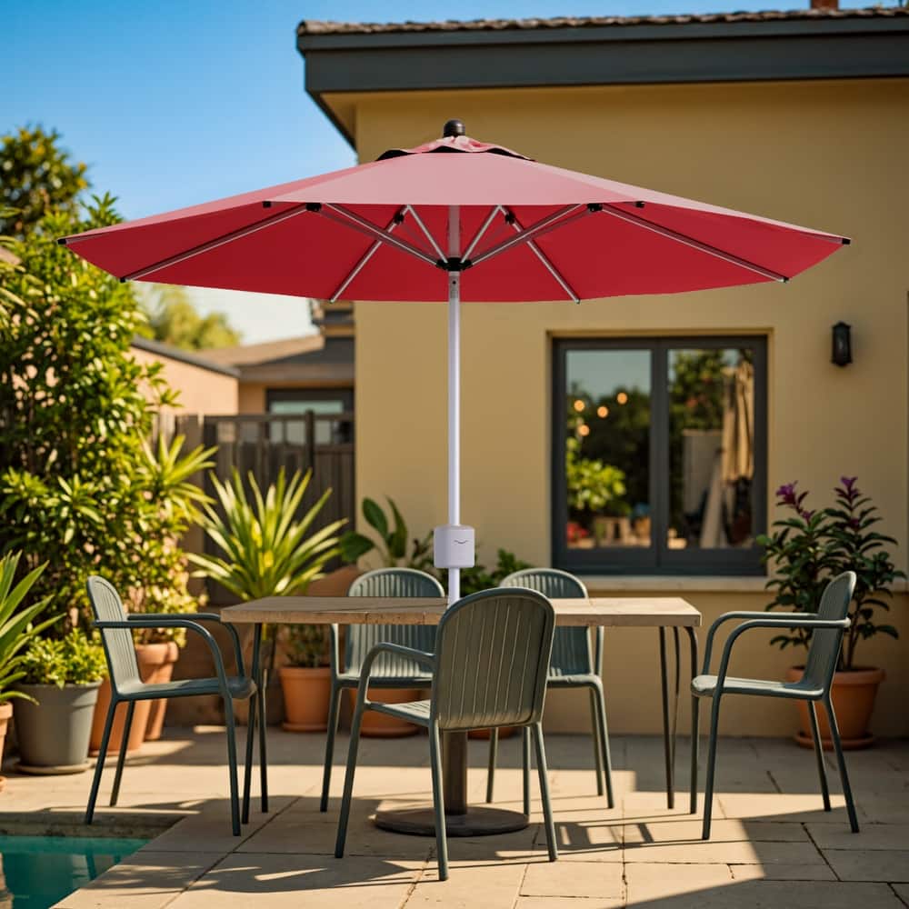 Patiowell 9FT Outdoor Electric Patio Umbrella With Base,Outdoor Table Umbrella,Yard Umbrella,One-click Start And Crank