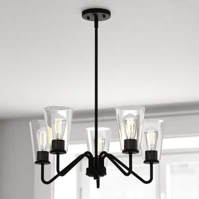 Beverly Chandelier Light Fixture Clear Glass Shade, LED Compatible