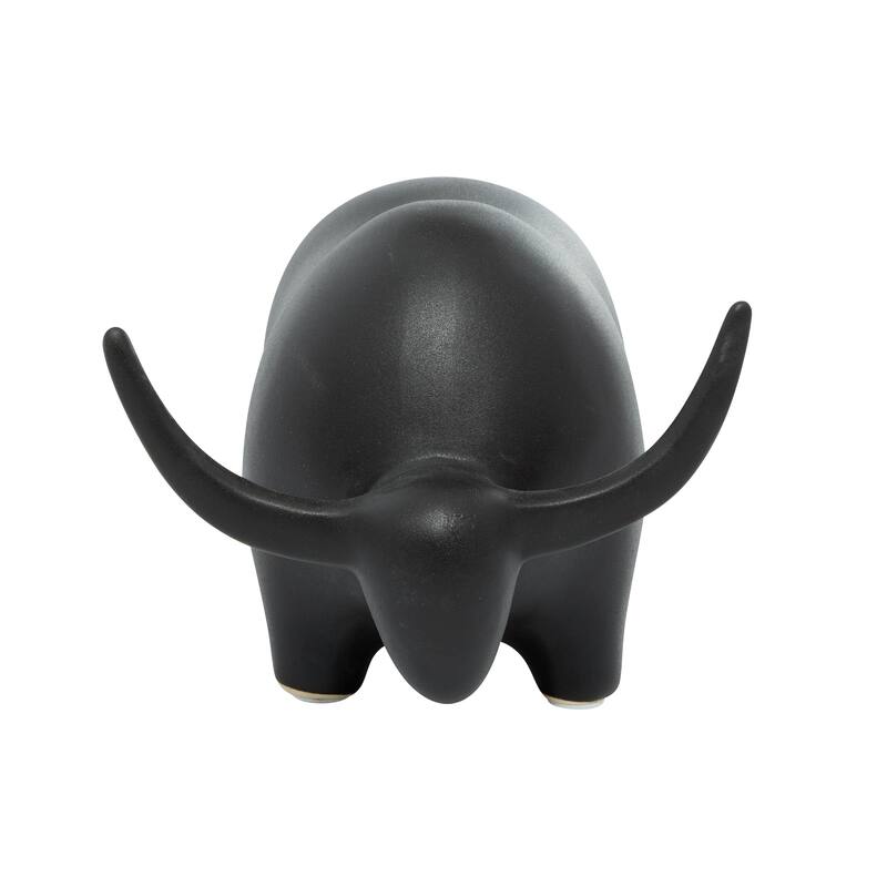 Ceramic Bull Decorative Sculpture - Black - Roche River Decor
