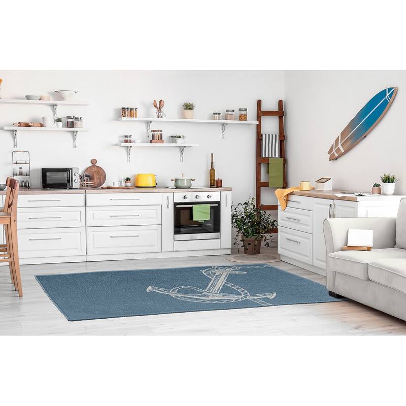 Anchored Nautical Chenille Rug