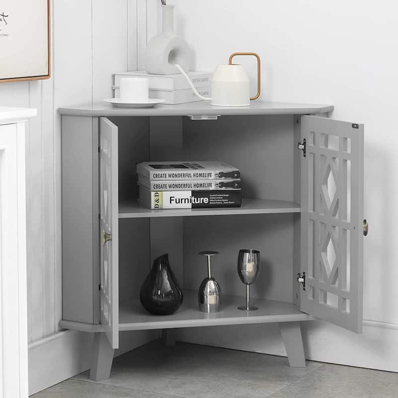 Corner Sideboard Cabinet Free-Standing Corner Storage Organizer